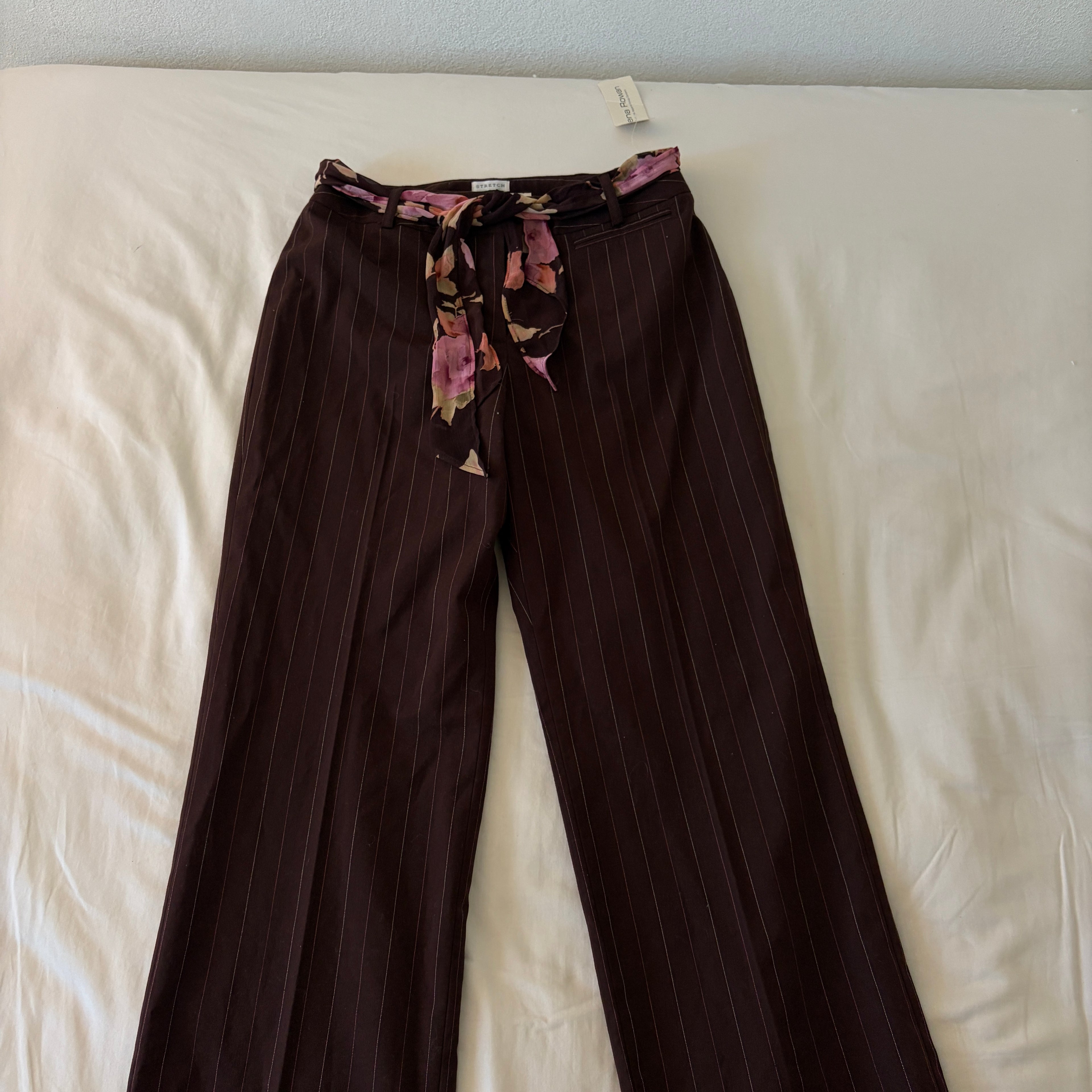 Flirty striped trousers with scarf belt