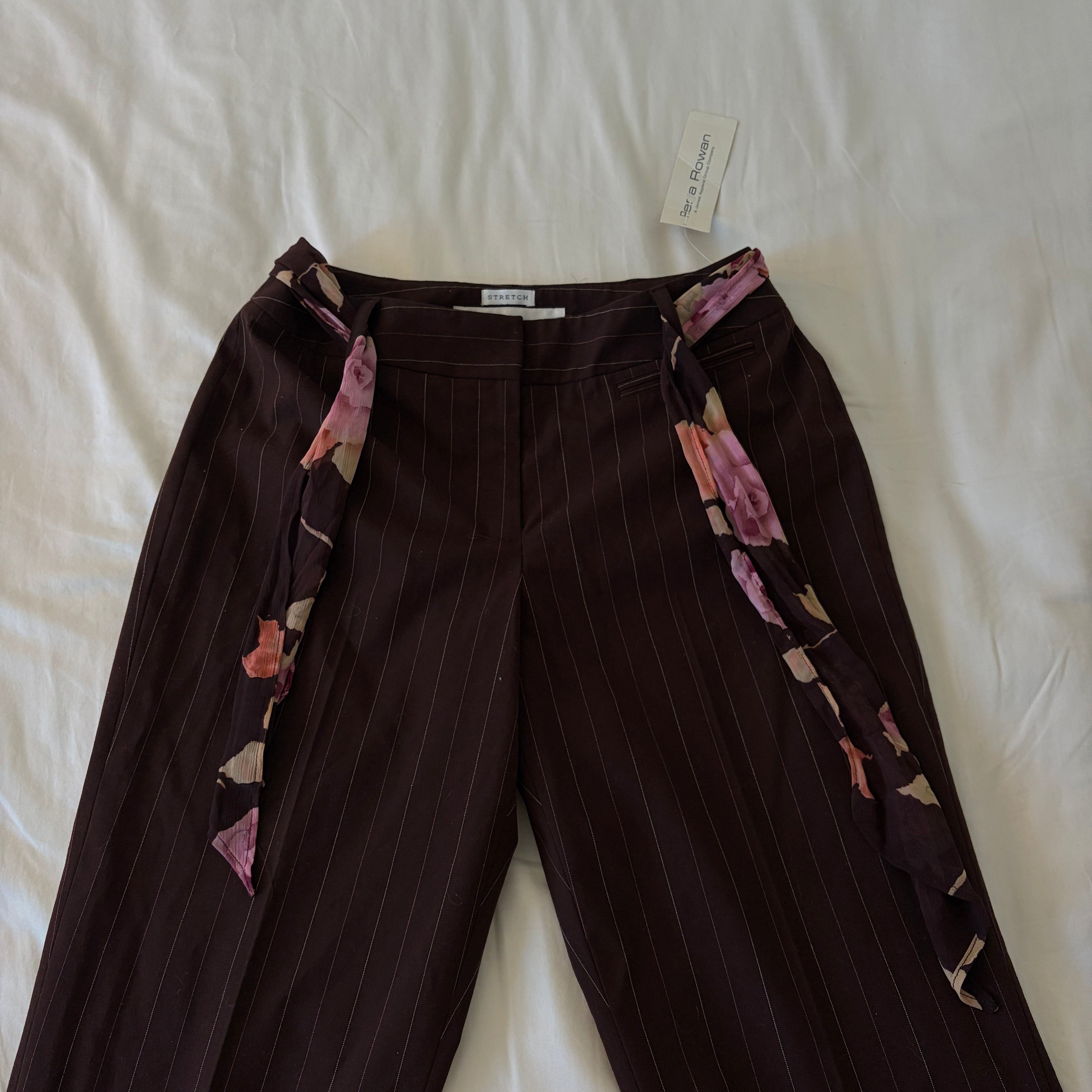 Flirty striped trousers with scarf belt