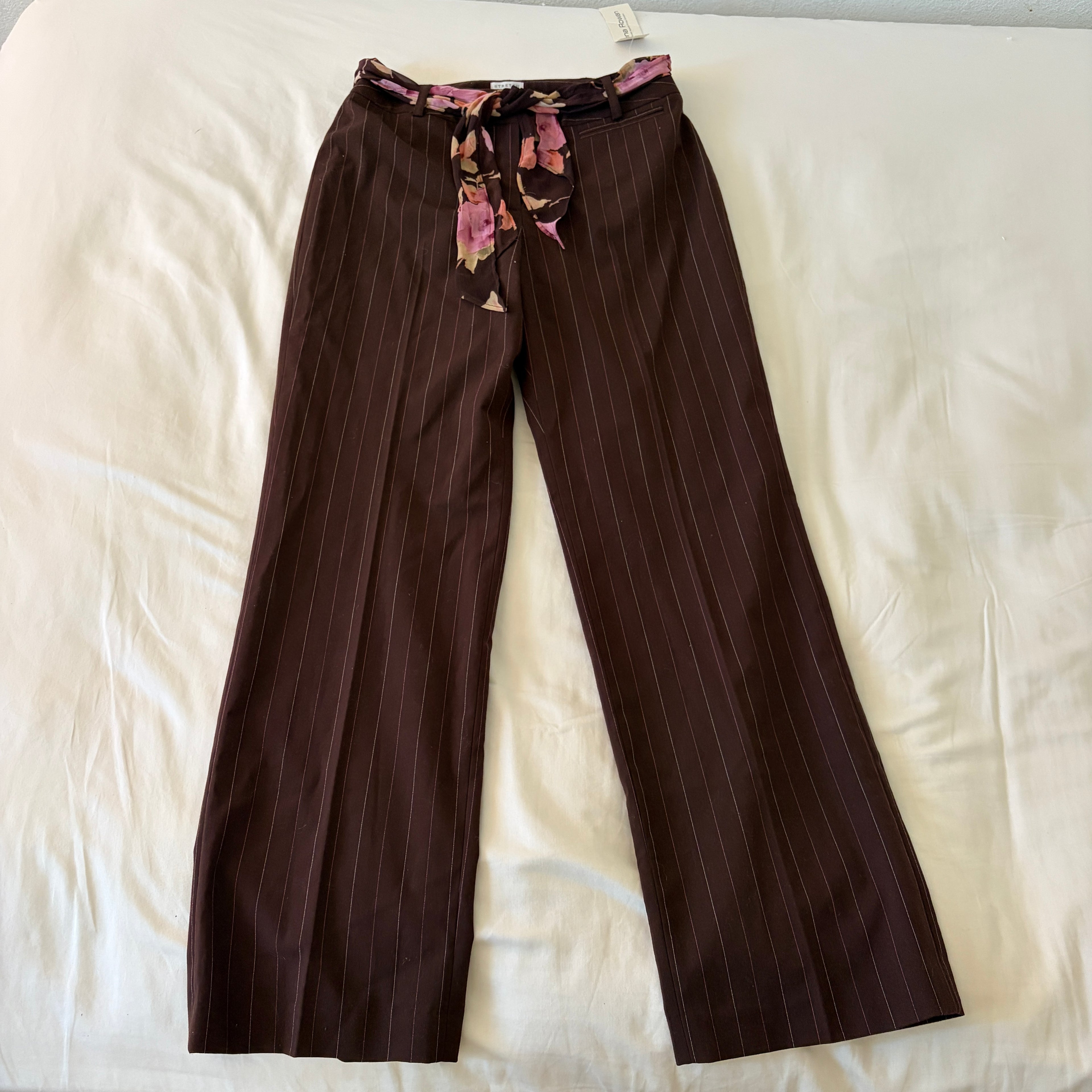 Flirty striped trousers with scarf belt