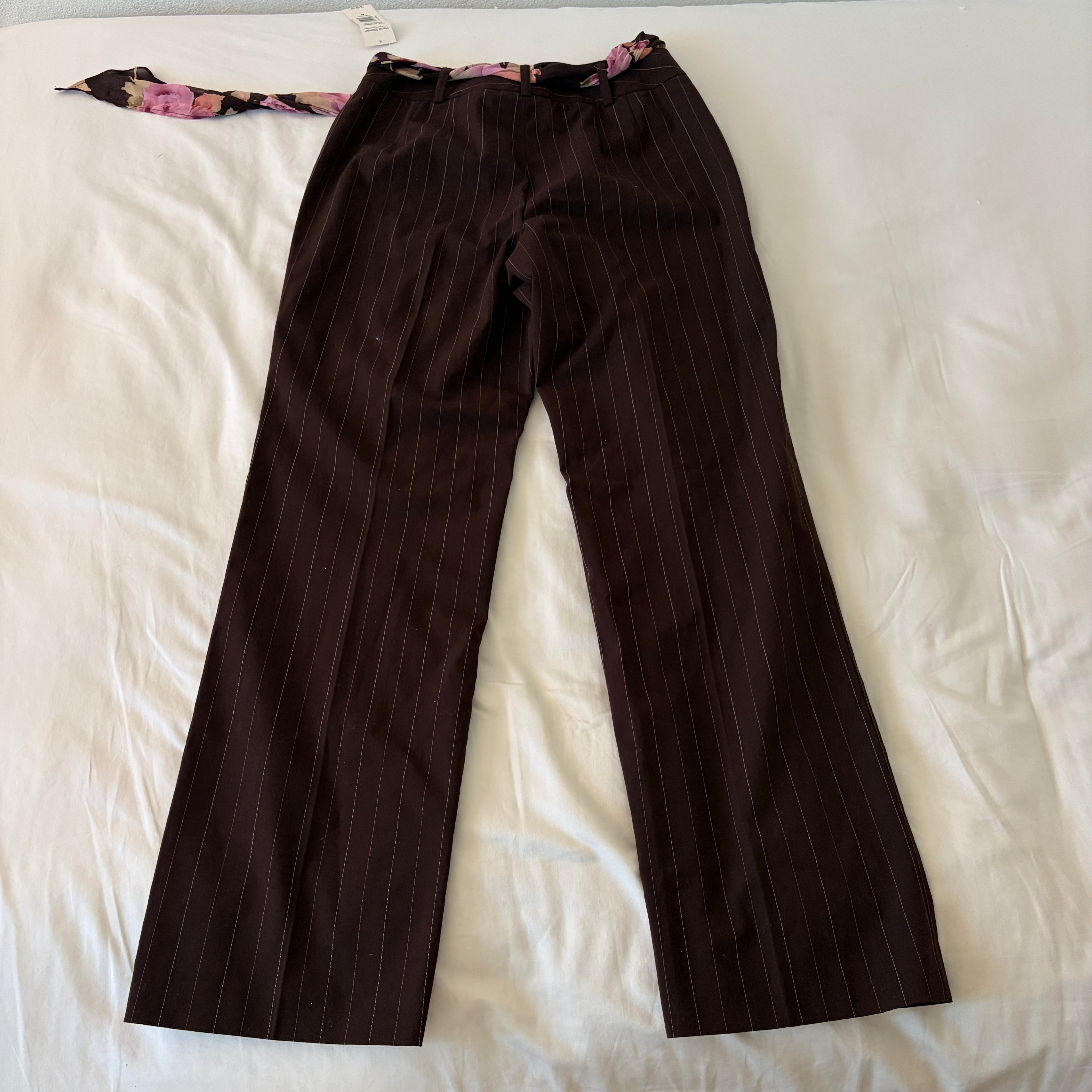 Flirty striped trousers with scarf belt